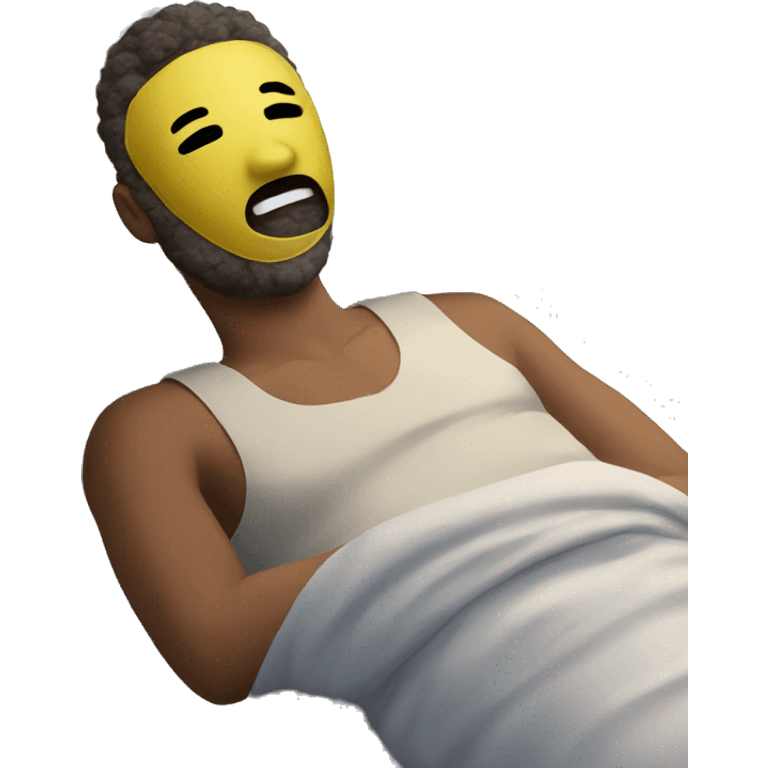 A man have mask and sleeping on bed emoji