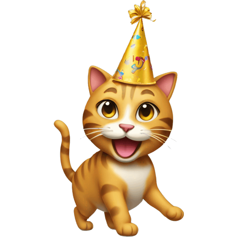 happy cat dancing birthday hat emoji