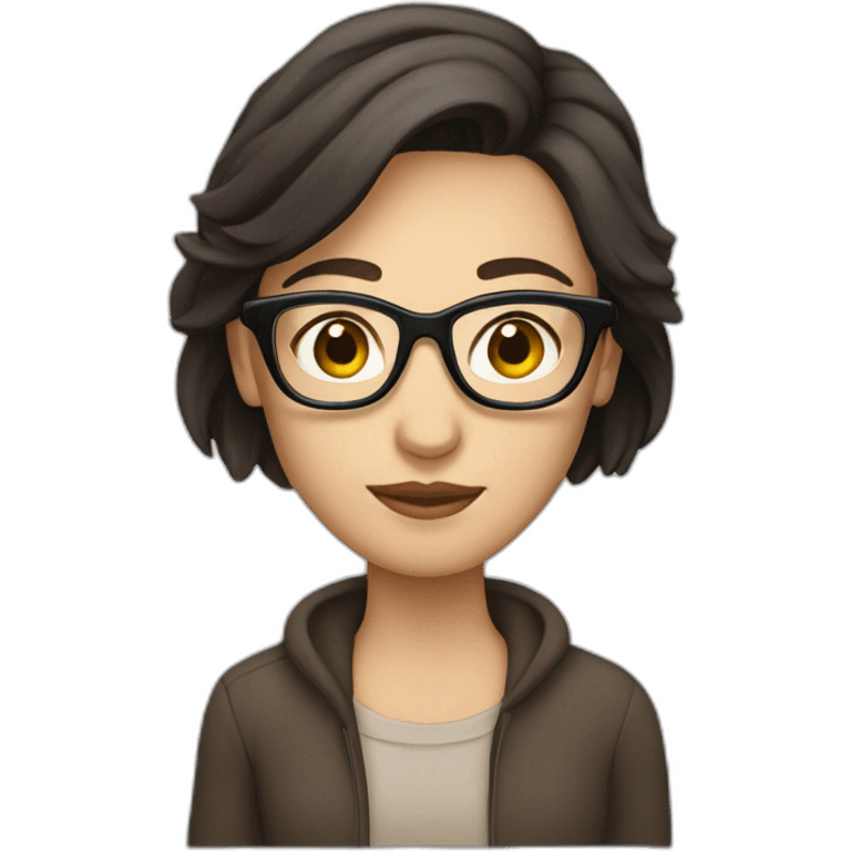 Caucasian couple with dark hair woman with glasses emoji