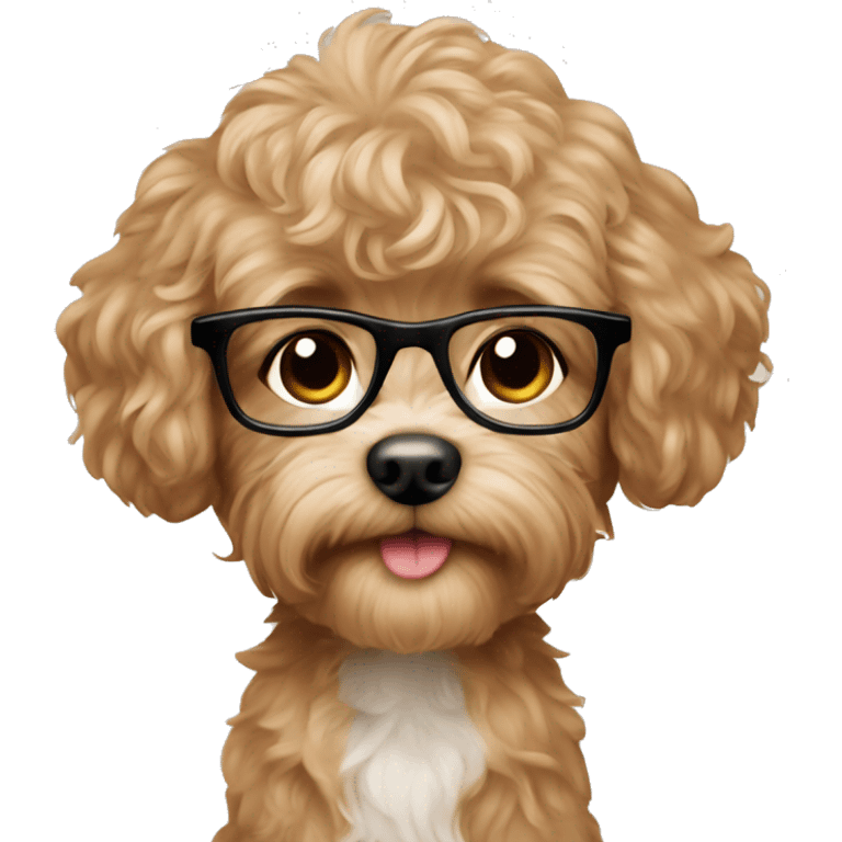 Caucasian boy with glasses and cavapoo emoji