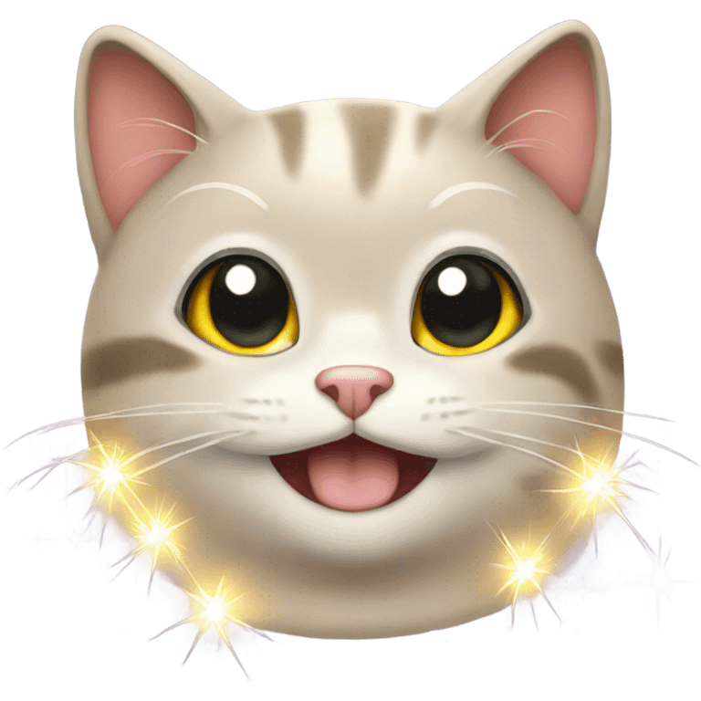 Cat happy with sparkles emoji