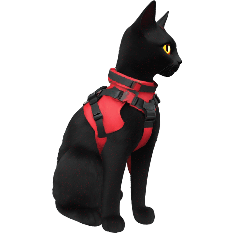 Anthro Edgy cool anthro black red cat warrior harness collar techwear emoji