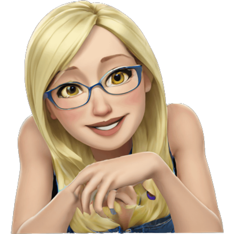 blonde girl with glasses smiling emoji