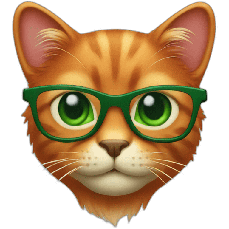 a red cat in dark green glasses emoji