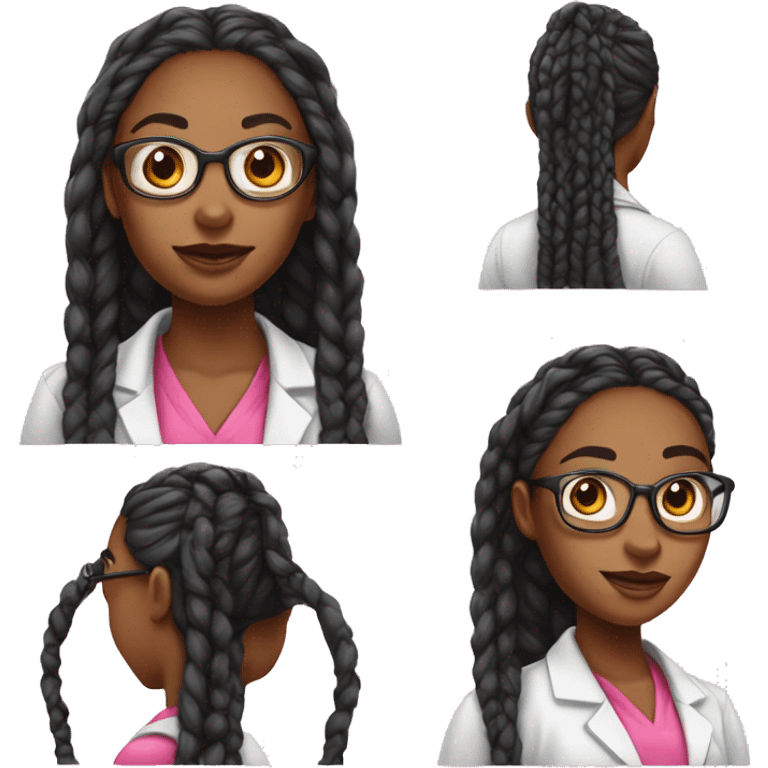 Black female scientist with box braids and pink accents emoji