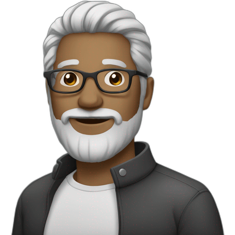  tall man, black and white hair, with medium gray beard, wearing round glasses emoji