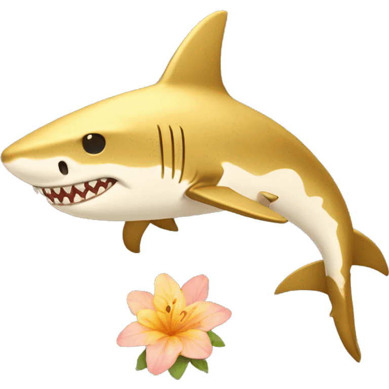 Golden shark with floral pattern on its body  emoji