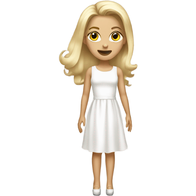 Blonde girl with white dress and heels  emoji