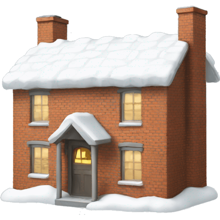 Brick cottage with snow on the roof  emoji