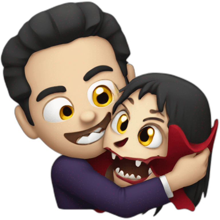 Vampire biting a victim emoji