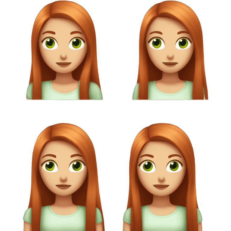 red-haired girl with straight long hair and green eyes kissing emoji