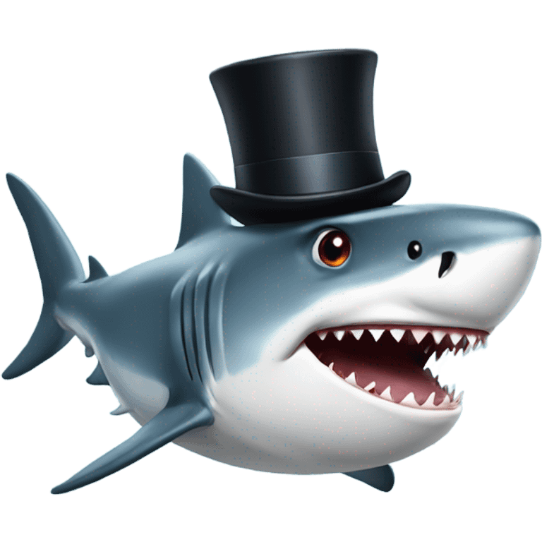 Shark with a top hat emoji