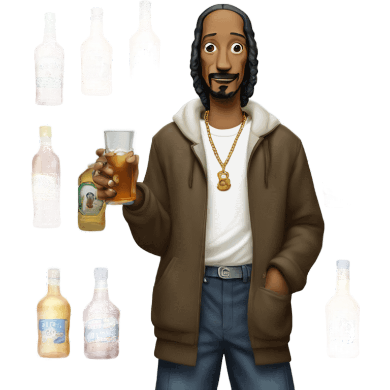 snoop dog holding copious amounts of liquor bottles emoji