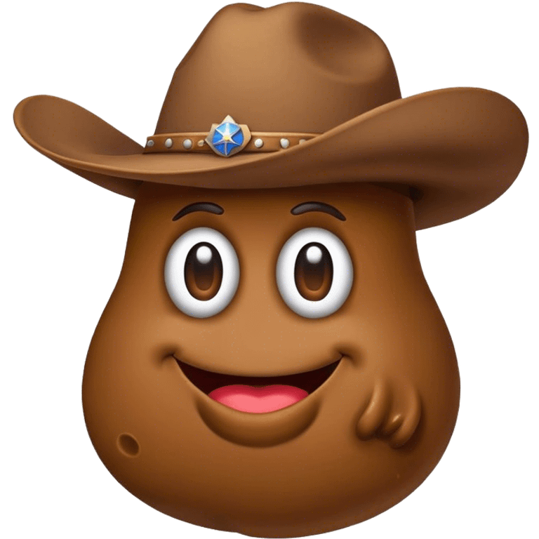 Poop emoji wearing a cowboy hat emoji