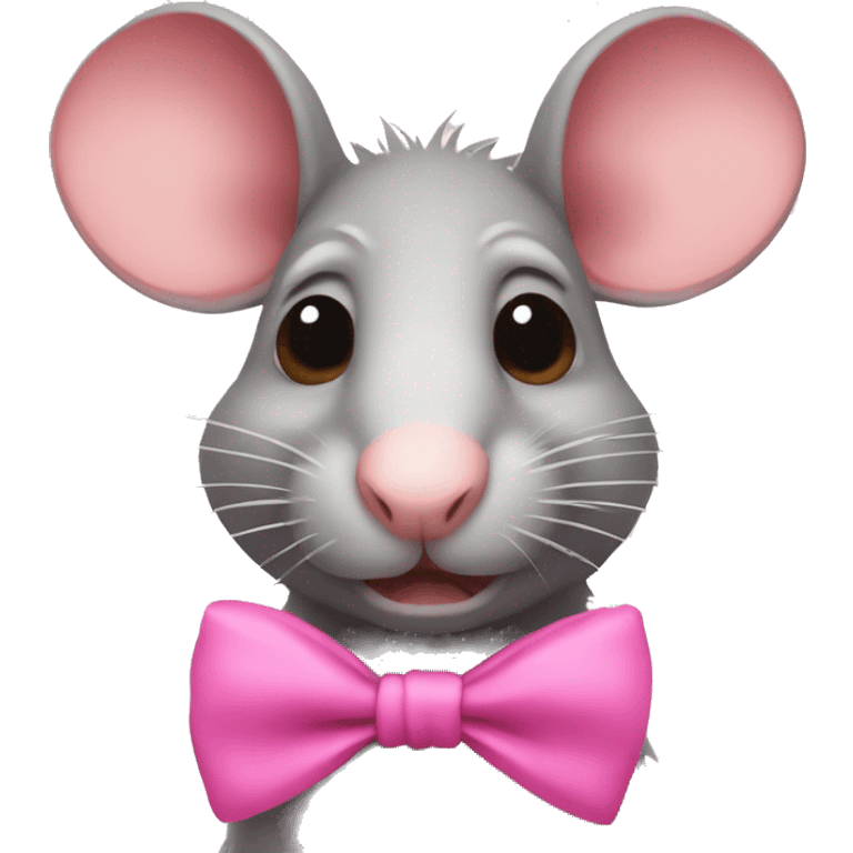 ugly rat wearing a pink bow emoji