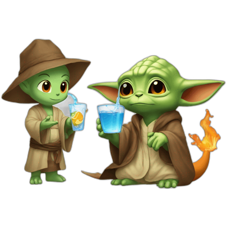 Yoda-with-charizard-drink-water emoji