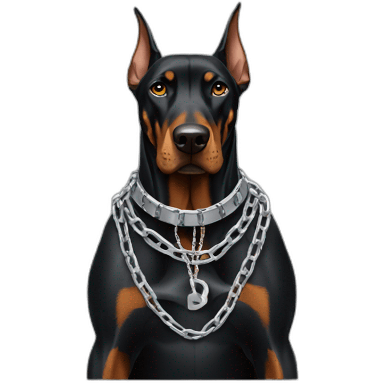 Doberman wearing chains angry emoji