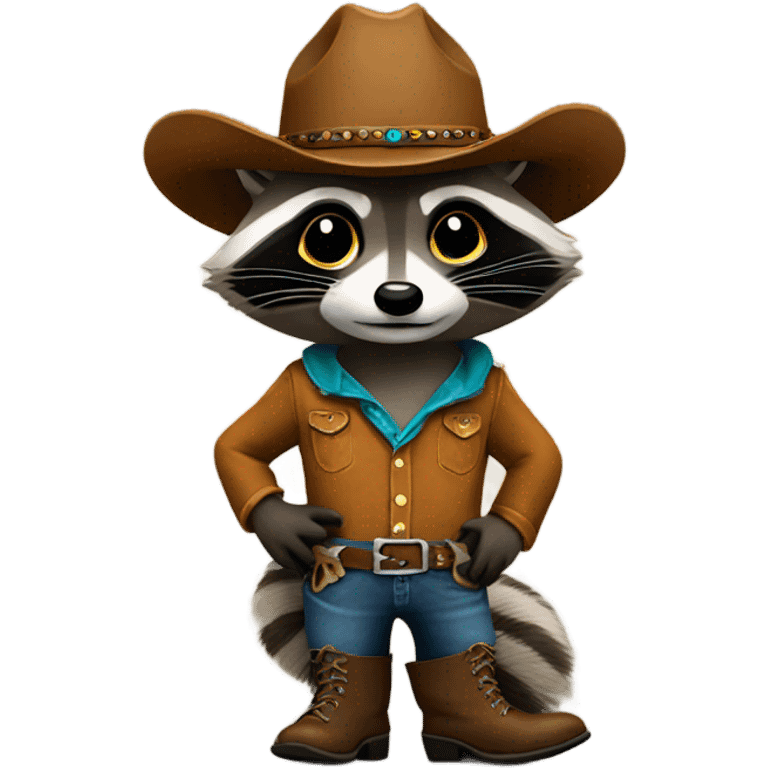 Raccoon wearing cowboy boots  emoji