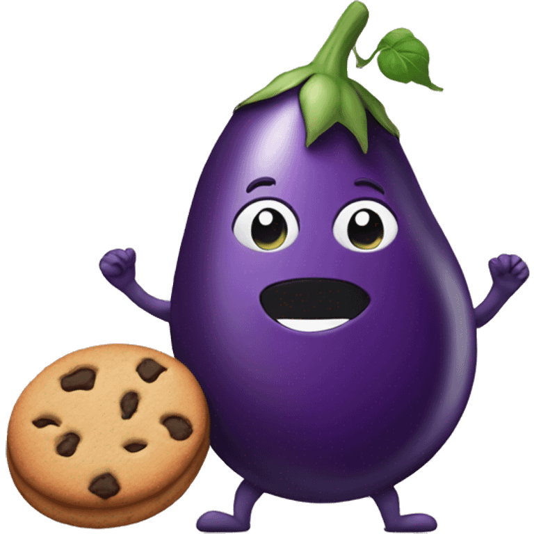 eggplant and cookie are friends emoji