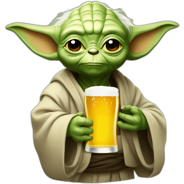 Yoda drinking a beer emoji