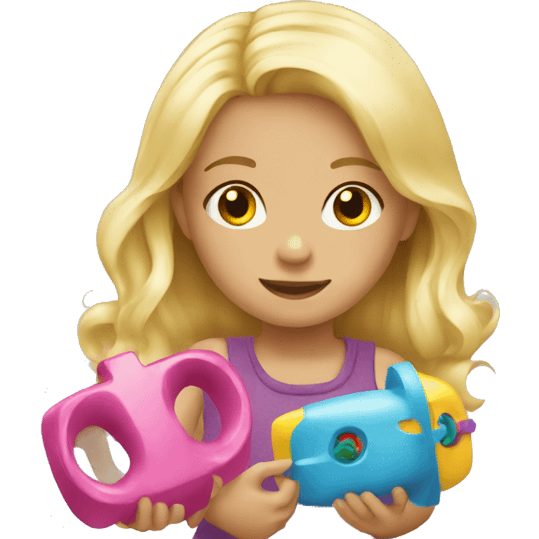 blonde children playing with toys  emoji