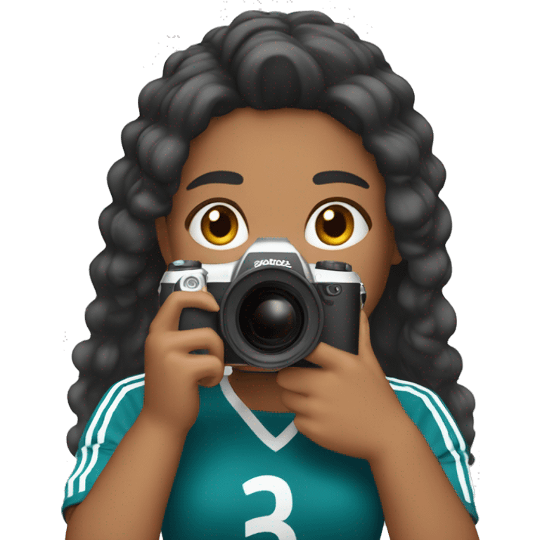 A bolnd hair girl wearing adidas jursey and taking a picture emoji