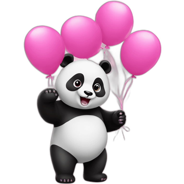 Panda with 8 pink balloons emoji