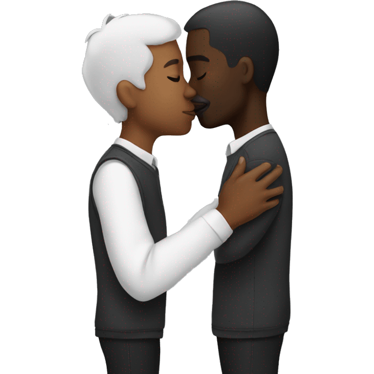 Black man kissing emoji