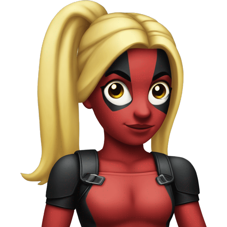 lady deadpool with a high yellow pony tail emoji