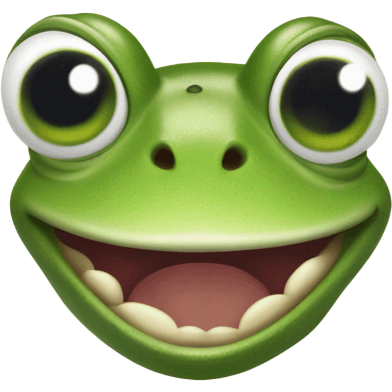 frog doing a weird face emoji