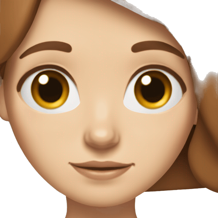 White girl with brown hair and blue eyes holding a red dachshund  emoji