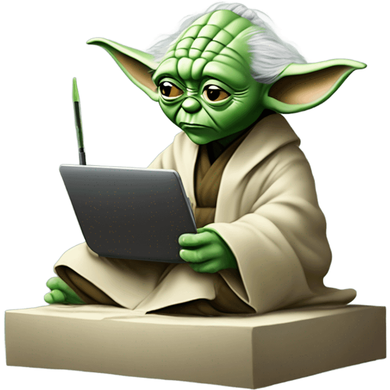 Master Yoda draws on a graphics tablet emoji