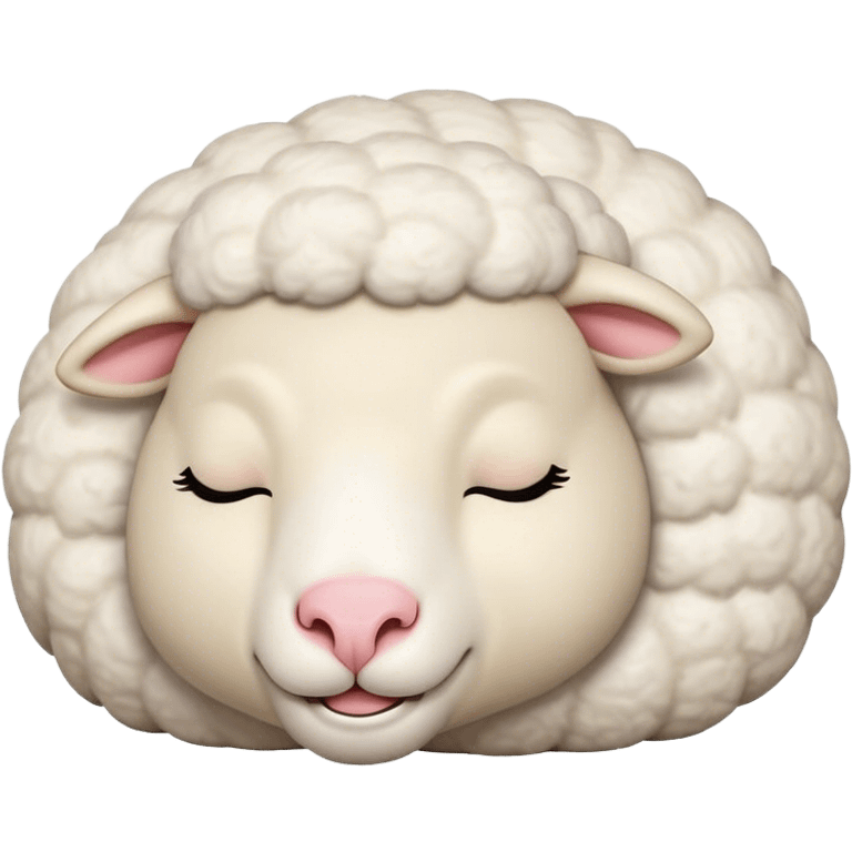 Meme-Worthy Cute Sleeping Sheep Portrait Emoji, Head resting peacefully with a contented smile, showcasing a robust build and a luxuriously soft white fleece, eyes shut in a serene, restful nap, Simplified yet hilariously adorable features, highly detailed, glowing with a soft, drowsy light, high shine, relaxed and utterly lovable, stylized with an air of playful laziness, bright and heartwarming, soft glowing outline, capturing the essence of a comically sleepy sheep, so meme-worthy it feels like it could instantly become the next viral sensation of adorable slumber! emoji