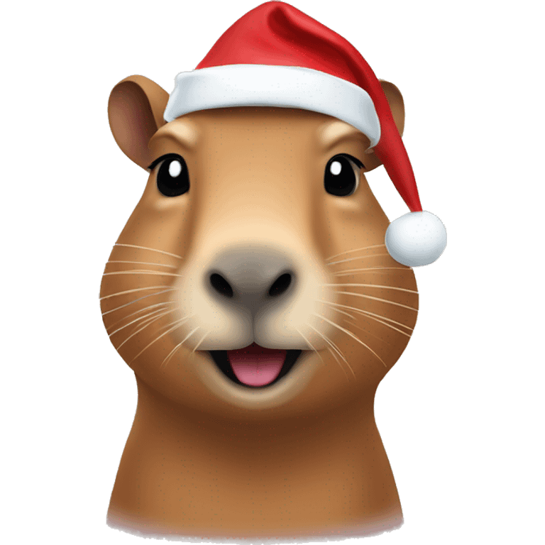 capybara wearing a christmas hat emoji