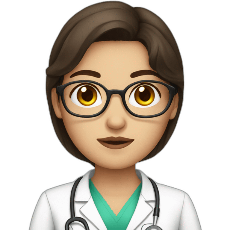 Brunette Doctor Girl with freckles bored emoji