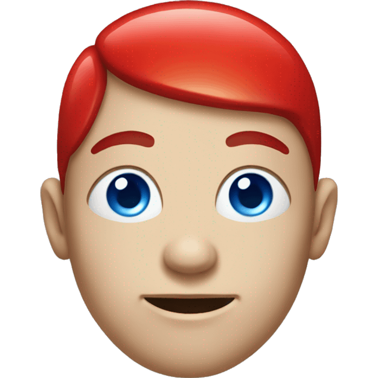 person with blue eyes and red mushroom in place of hair emoji