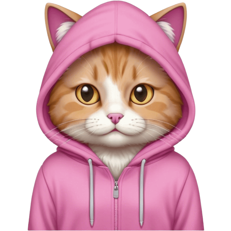 Cat with a pink hoodie emoji