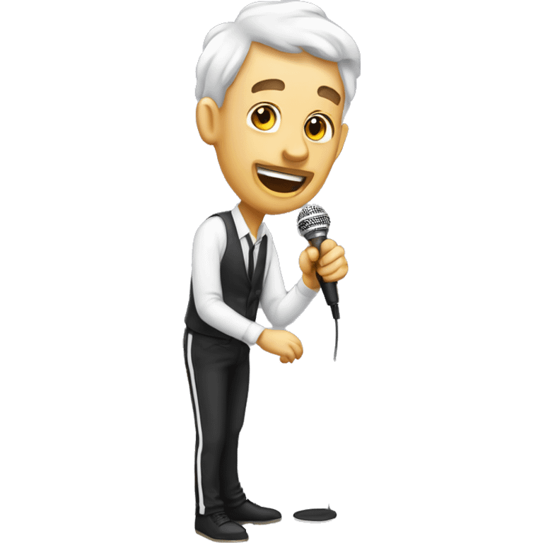 white french with mic standup comedian with micro emoji