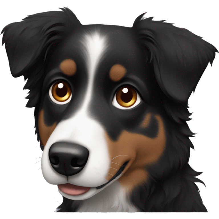 Small black australian shepherd dog with black nose emoji