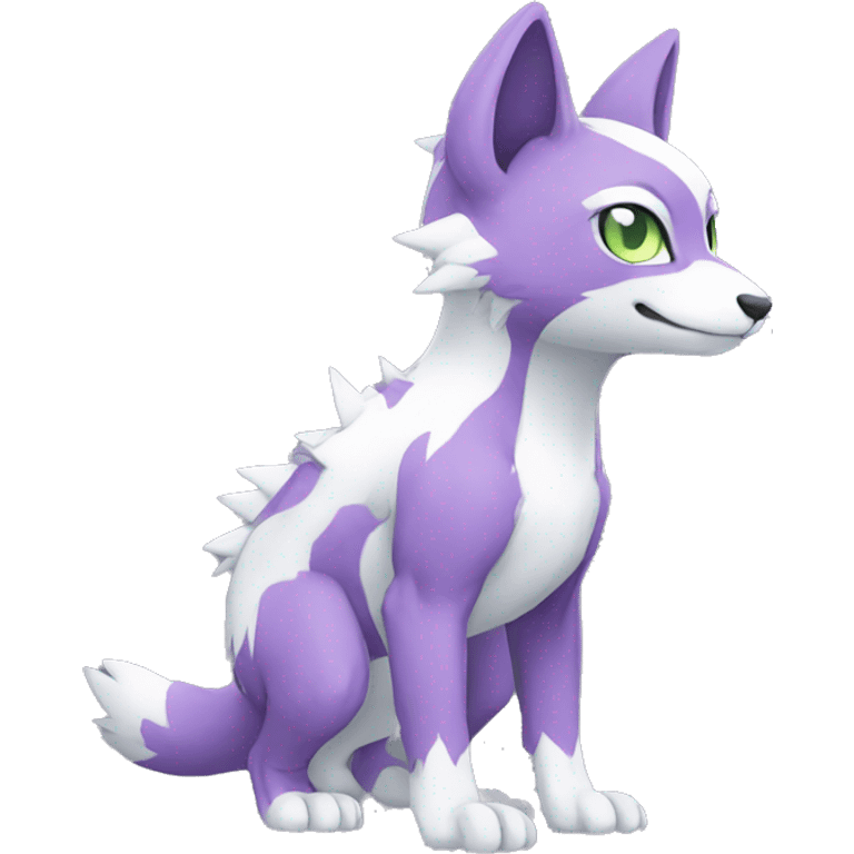 Cute cool green white purple animal hybrid Fakemon full body emoji