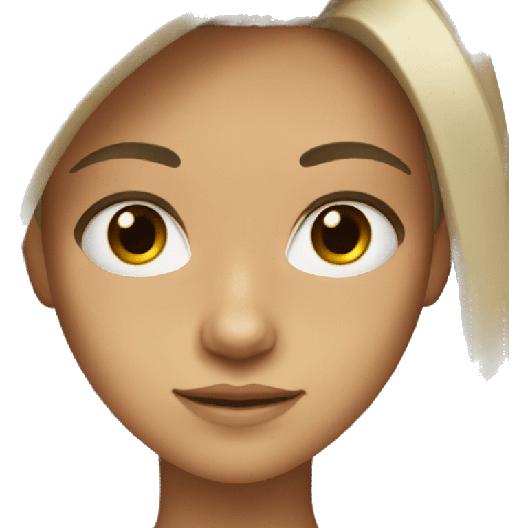 Girl with black long hair brown eyes and tan emoji