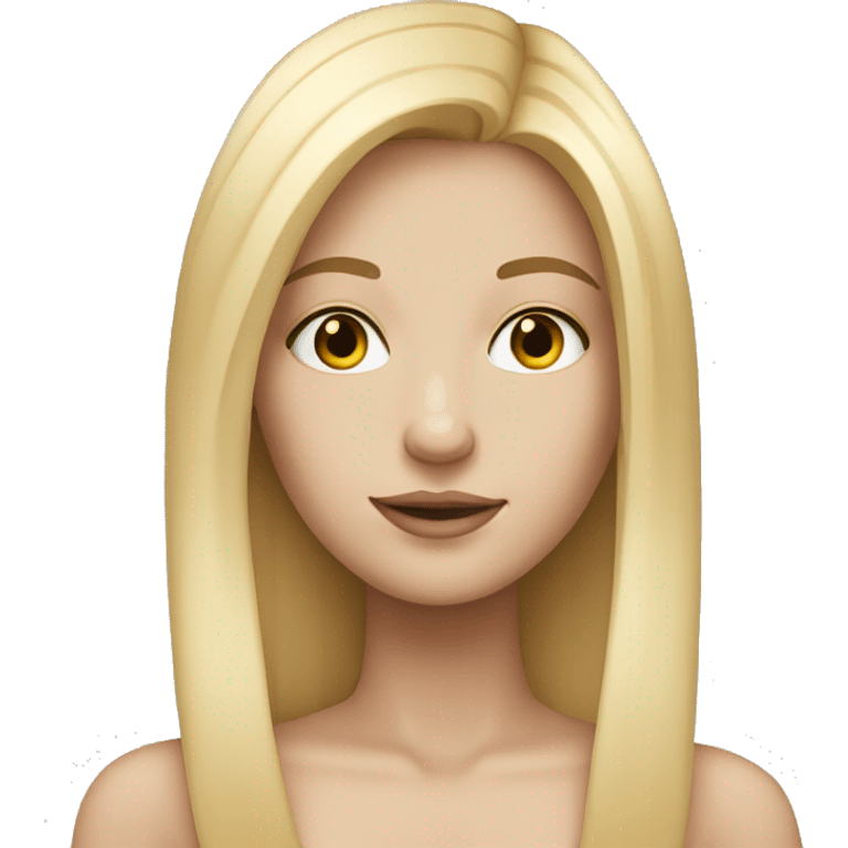 A beautiful girl with straight middle part blonde hair and white skin  emoji