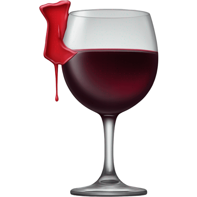 Red Wine glass with red lipstick stain  emoji