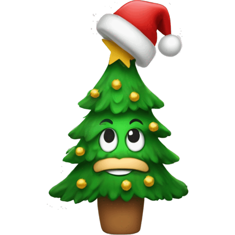 Christmas tree wearing a hat emoji