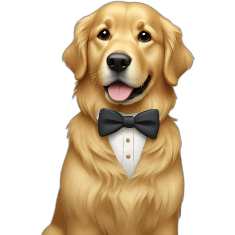 Golden retriever in a suit emoji