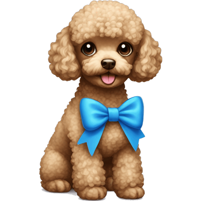 A toy poodle with blue bow emoji