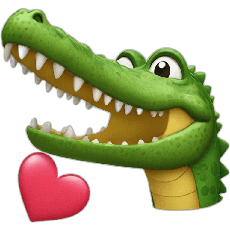 crocodile et un cœur emoji