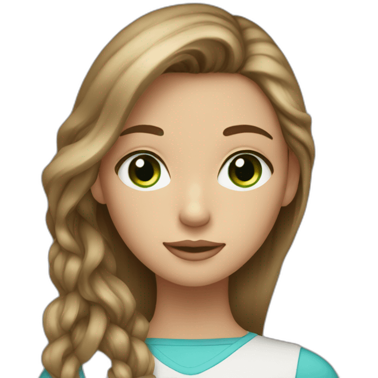 girl, brown hair with blonde highlights, one blue eye and one green eye emoji