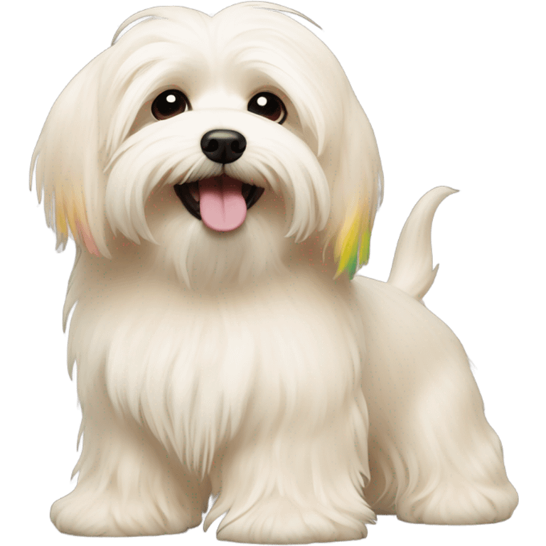 Cream colored havanese with RAINBOW dyed TAIL (NOT RAINBOW EARS) emoji