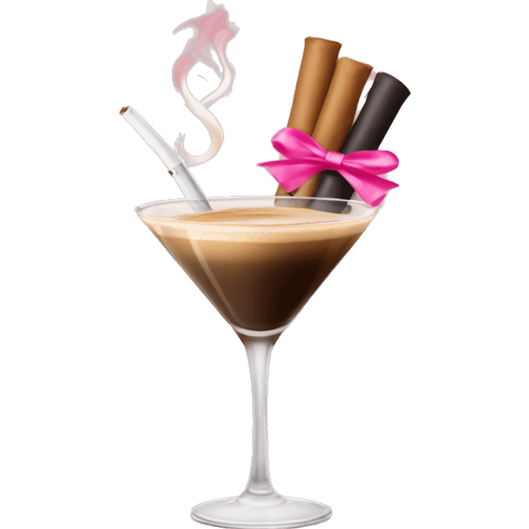 espresso martini and cigarette with pink ribbon emoji